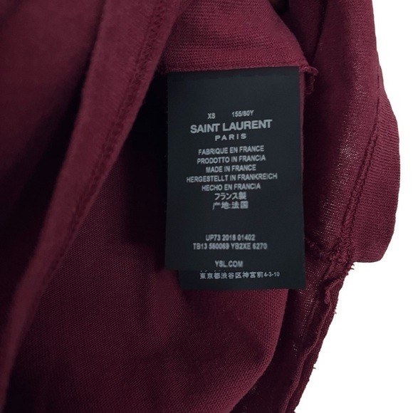 Saint Laurent Paris “Love” yellow Greek lettering relaxed fit bordeax t-shirt - Picture 4 of 9